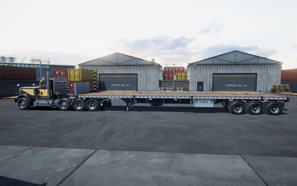 Semi truck flatbed trailer