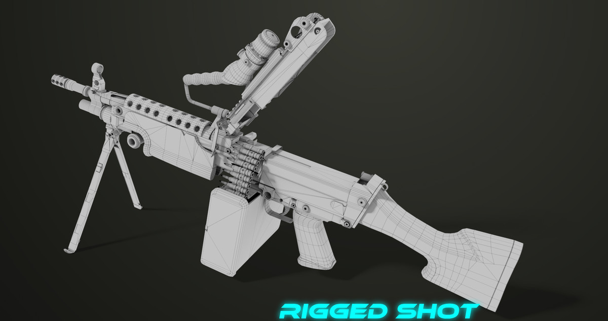 Machine Gun Sandal and Black Ammo Box URP HDRP Textures