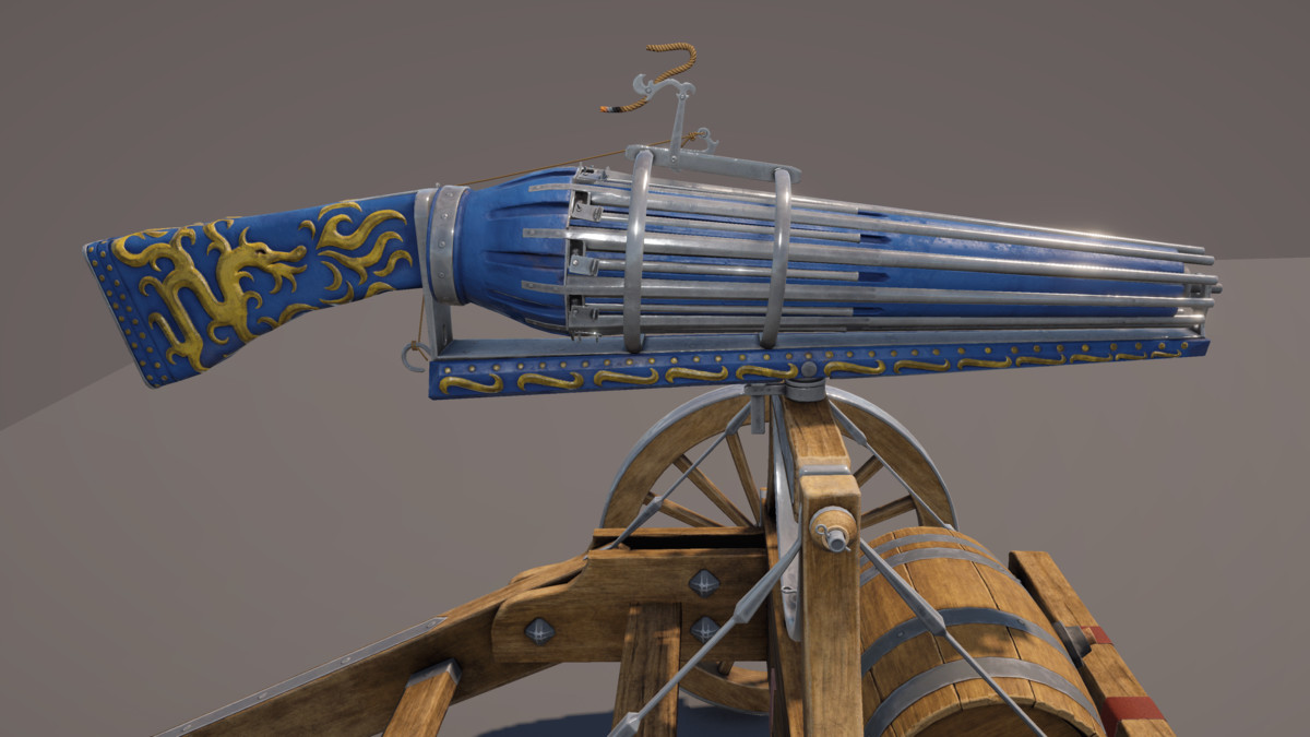 Multi-Barrel Firearm – 3 Variants (Clean, Used, Damaged) + Animation
