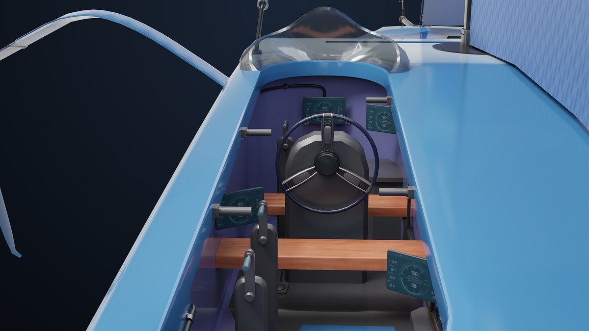 Yacht Hydrofoil Sailing Boat Blue URP HDRP Textures