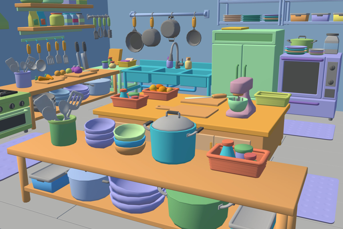 Cute Low Poly Kitchen Pack - Colorful Interior Props
