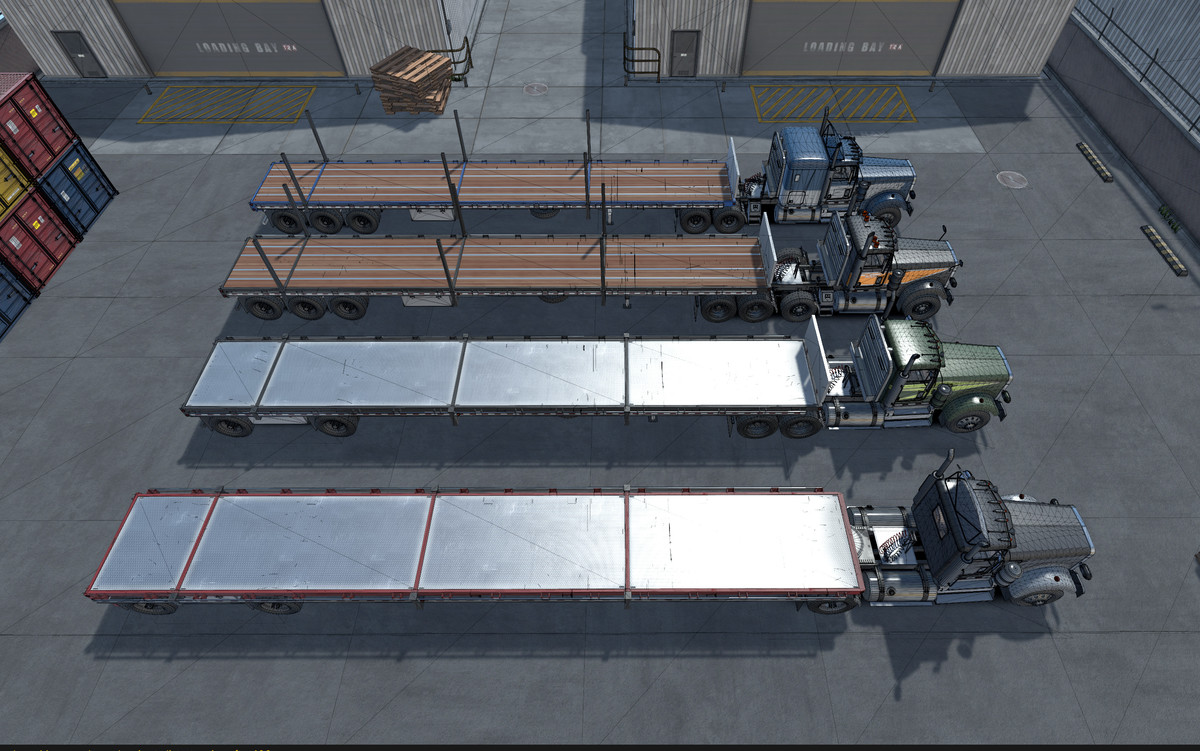 Semi truck flatbed trailer
