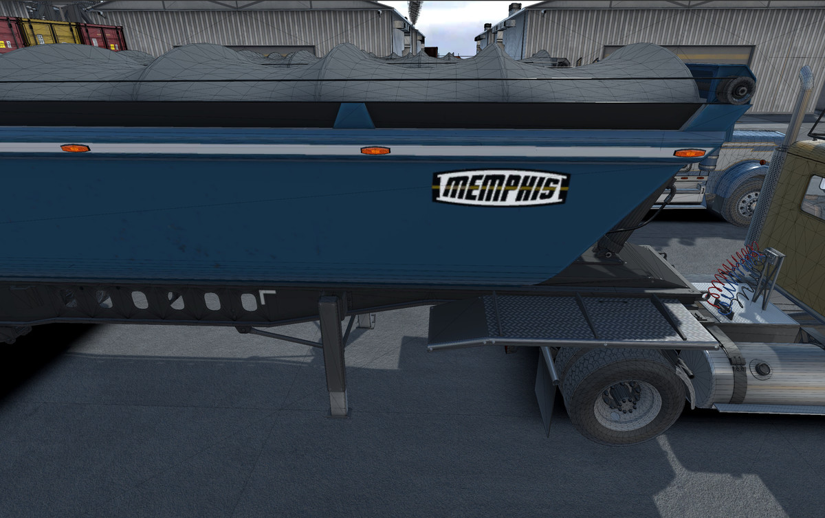 Semitruck with dump trailer