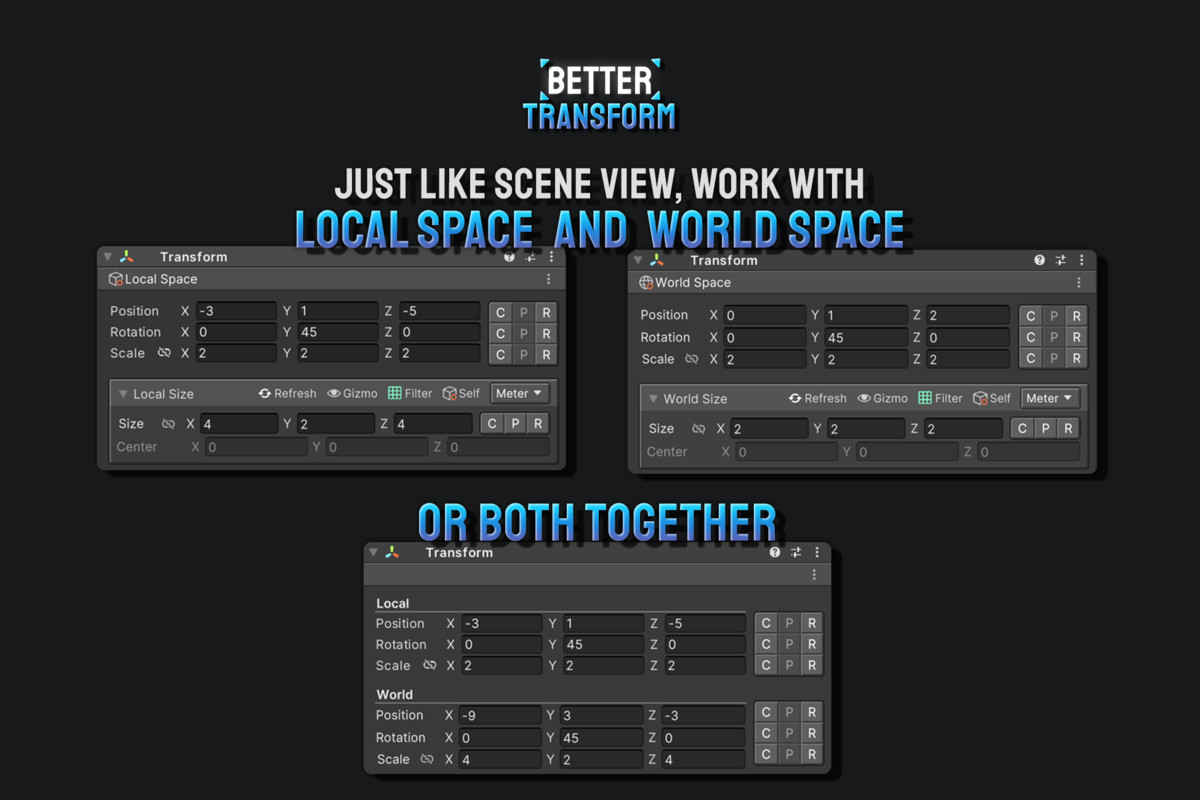 Better Transform - Size, Notes, Global-Local Workspace & Parent/Child Inspector