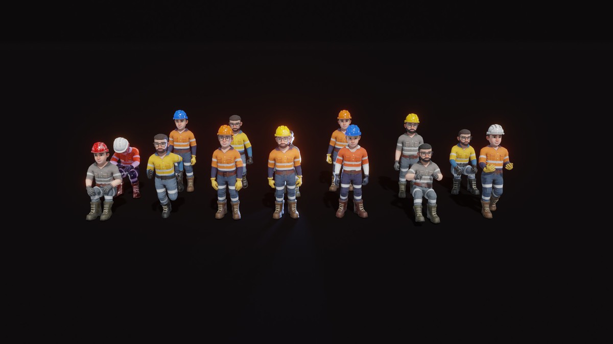 Stylized Male Worker 3D Model – Animated & Customizable (Game-Ready, Built-In)