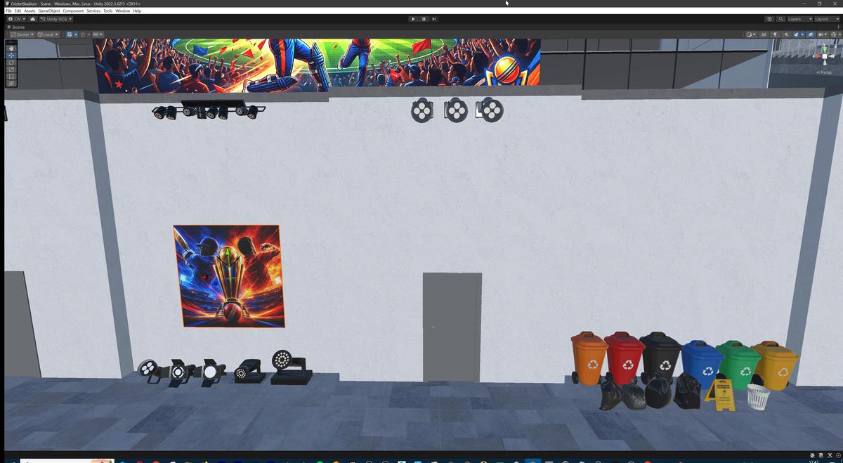 Modular Cricket Arena Stadium 3D Environment with Props