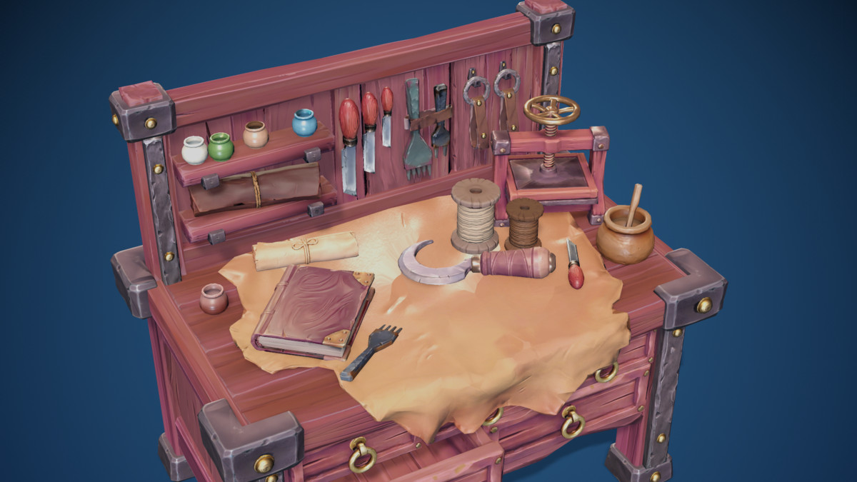 Stylized Leather Workbench #2 - 3 Tiers- AAA quality