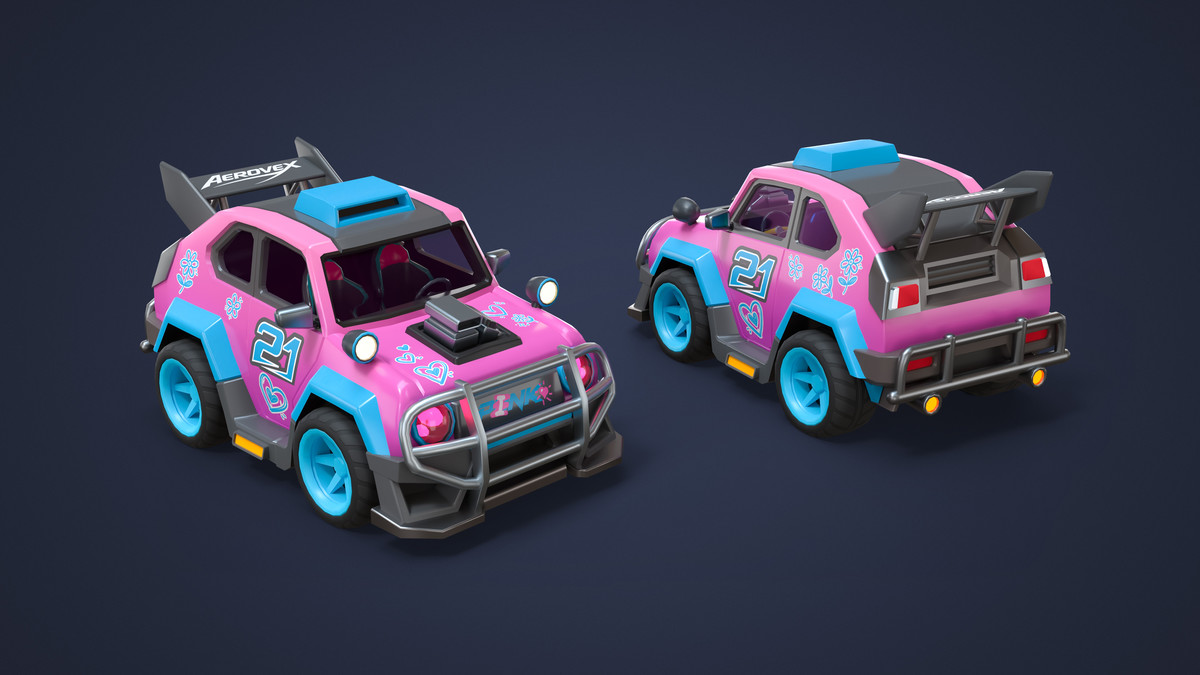 Modular Cyber Racing Cars - Low Poly 3D Models