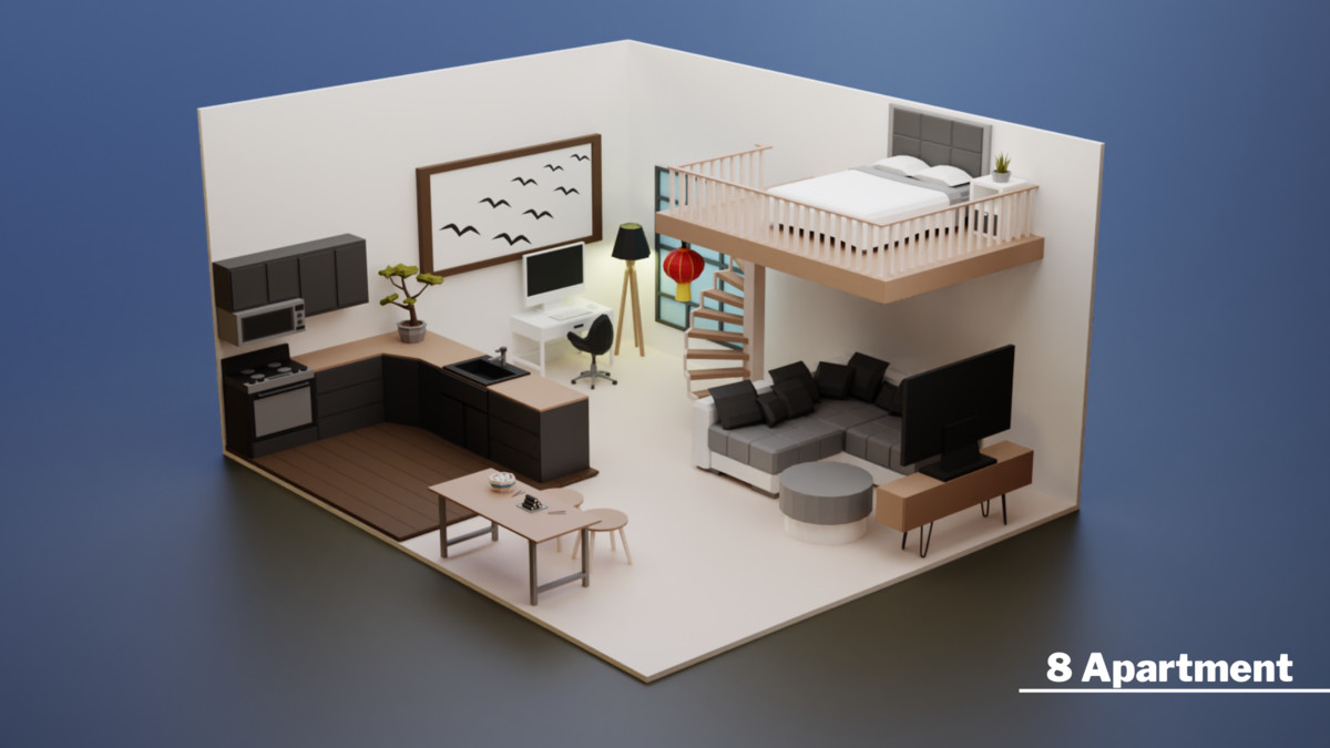 Low Poly Apartments Interiors Pack