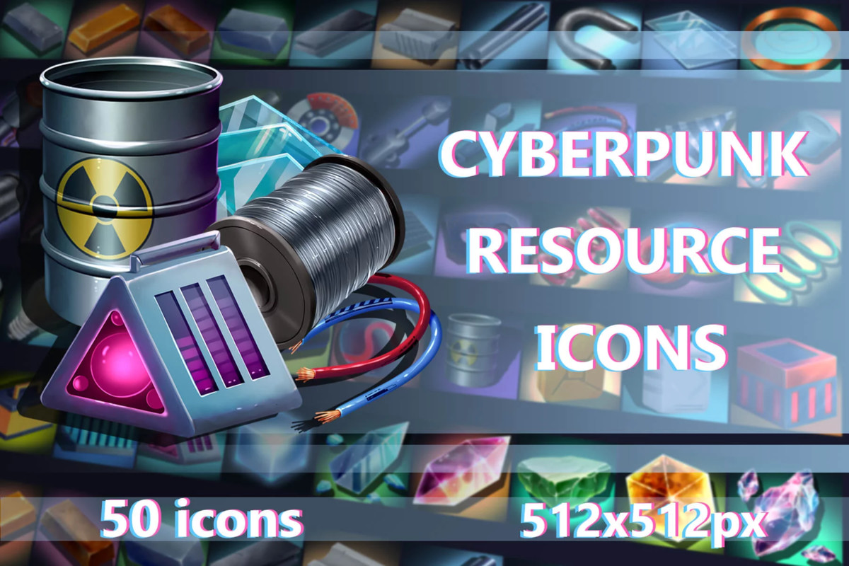 2700 Cyberpunk RPG Icons Pack