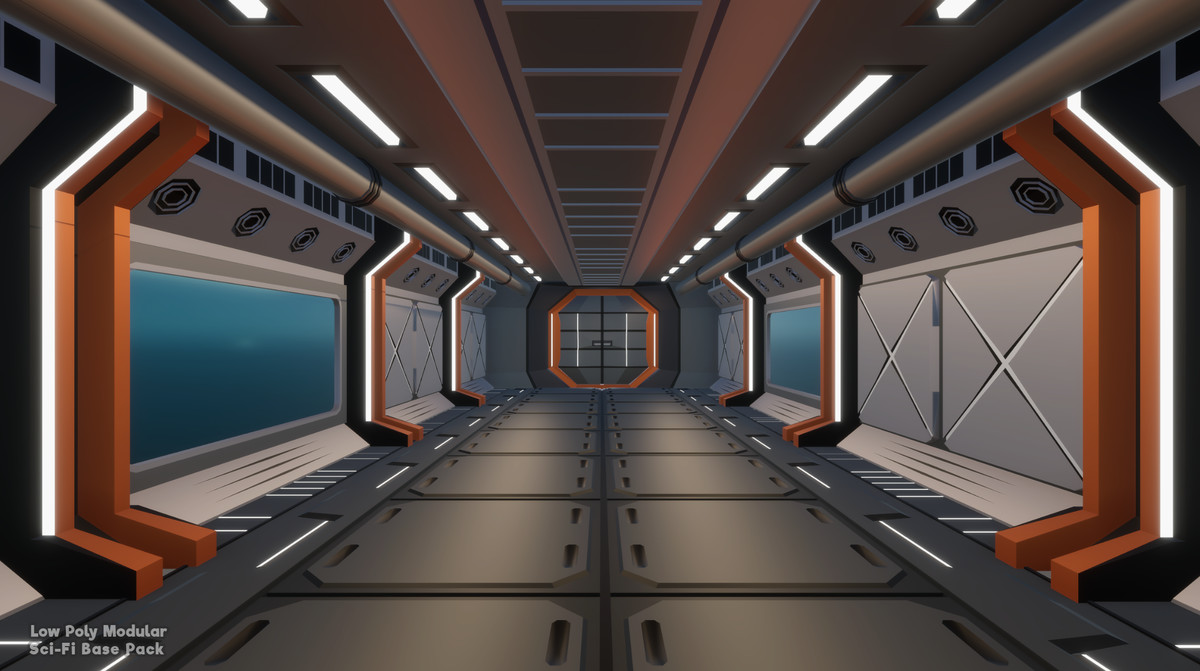 Low Poly Modular Sci-Fi Base Pack