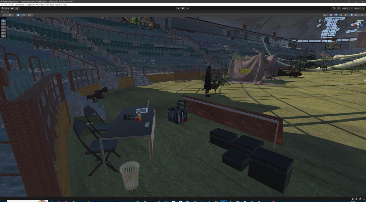 Abandoned Post-Apocalyptic Football Stadium - Modular Environment 3d Level