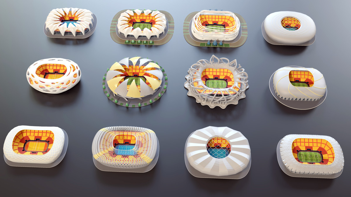 Stylised Sport Stadium Collection - 12 Low Poly Modular 3d Assets