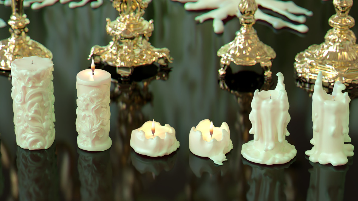 Ornate Candles, CandleHolders, and Wax Sculptures - 133 Models Set