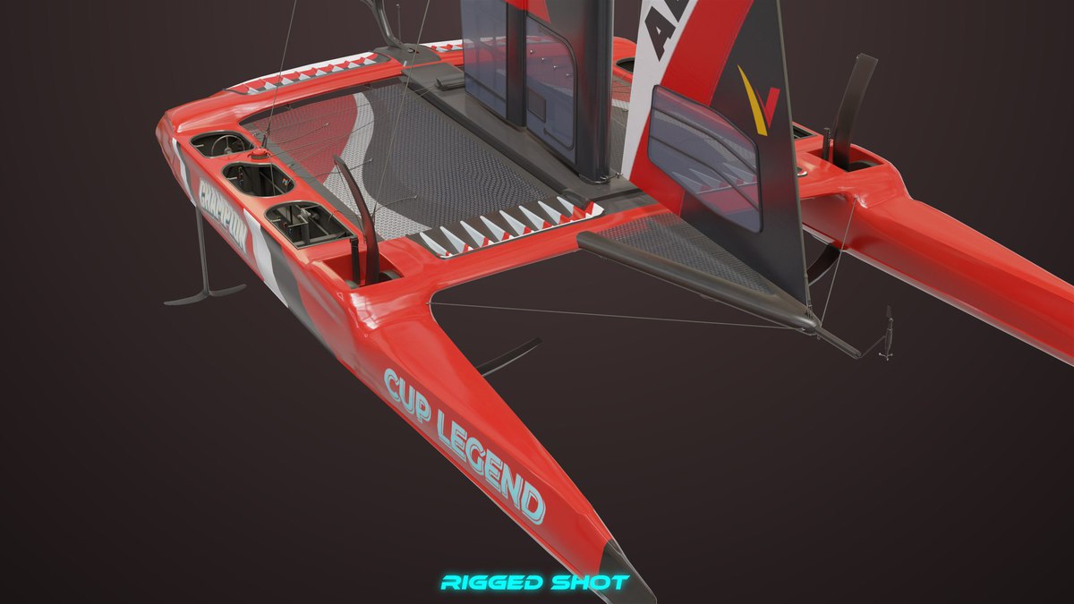 Yacht Hydrofoil Sailing Boat 02 Black URP HDRP Textures