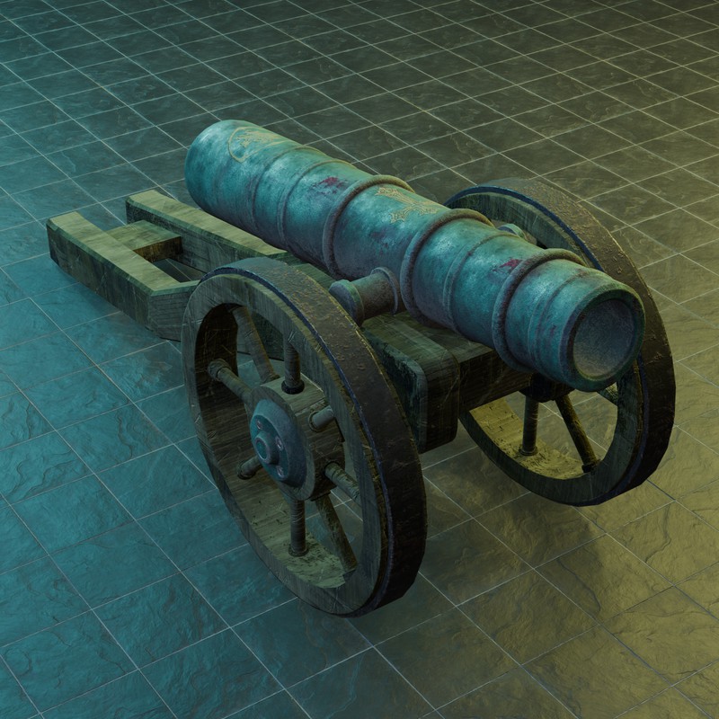 Historical Field Cannon Game Ready with LODs & PBR Textures