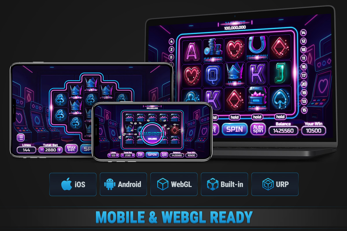 MK Slot Machine Kit • Modern Neon Casino Template