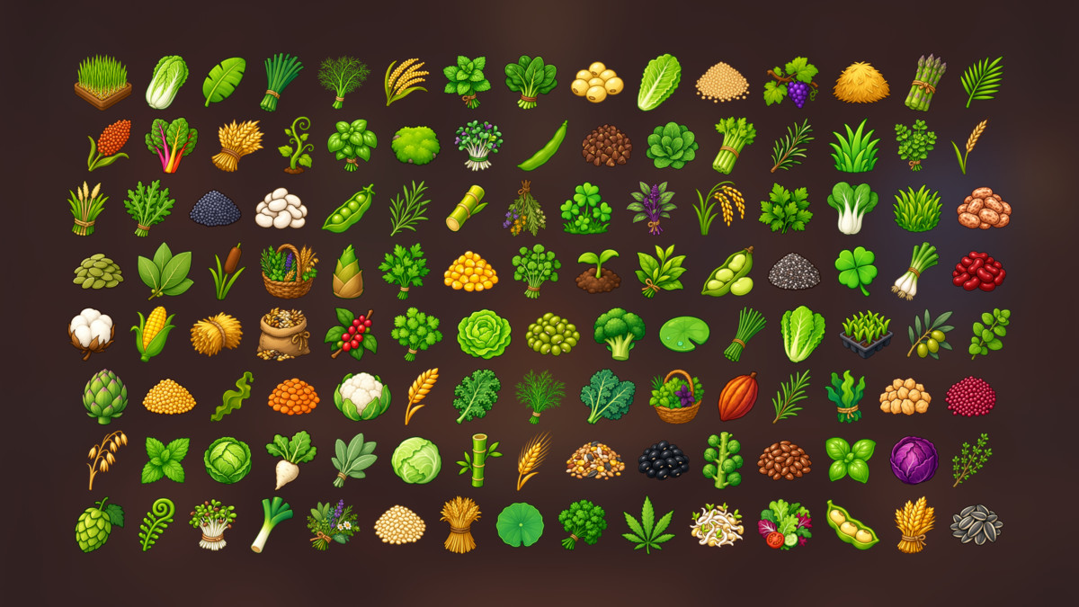 Botanical Herbs Crops Seeds Farm Harvest Resources Icons Pack