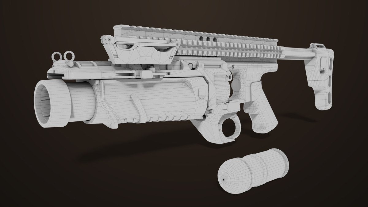 6 Grenade Launcher Black URP HDRP Textures