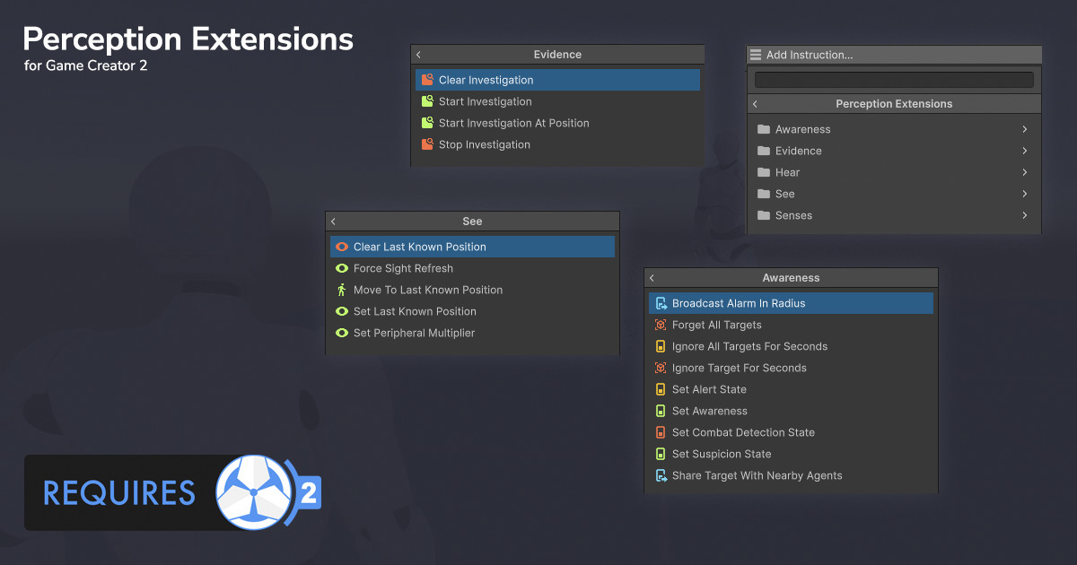 Perception Extensions for Game Creator 2