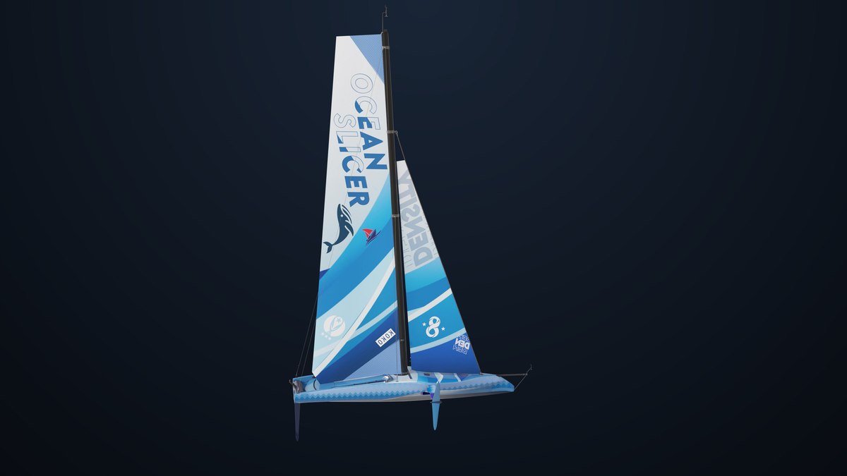 Yacht Hydrofoil Sailing Boat Blue URP HDRP Textures