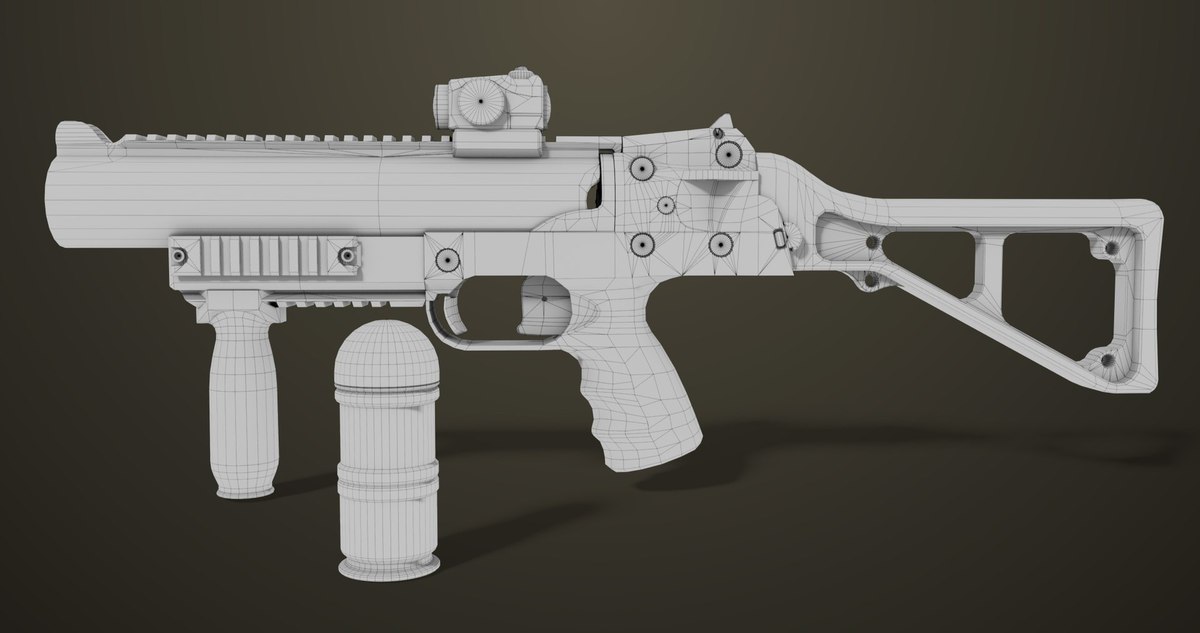 6 Grenade Launcher Black URP HDRP Textures