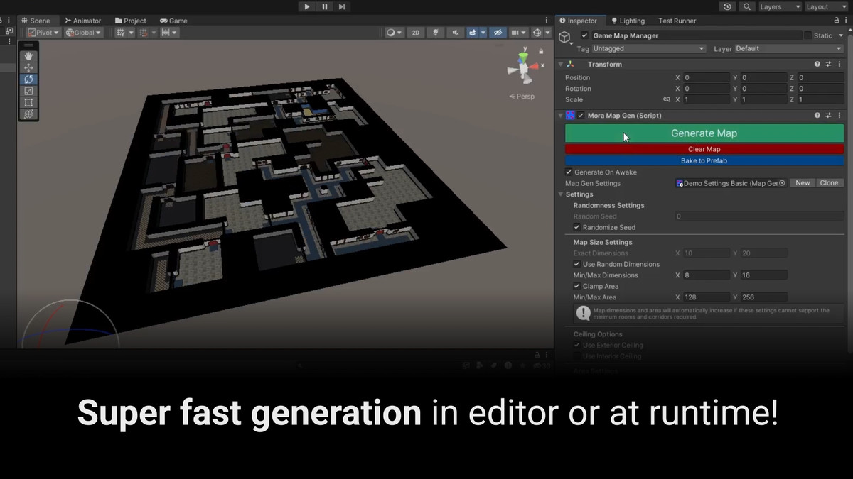 Procedural Rooms & Corridors Dungeon Generator (WFC) | MoraMapGen