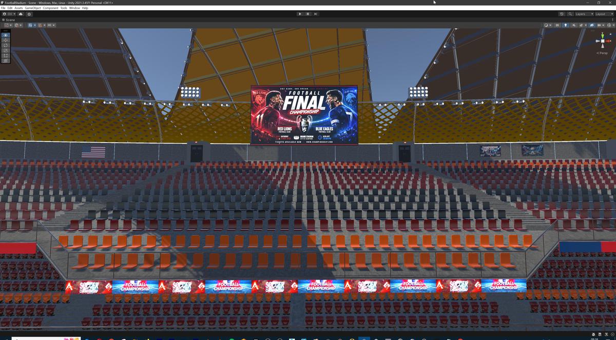 Modular Soccer Football Stadium Arena With 4 Roofs - Sport Environment 3d Level