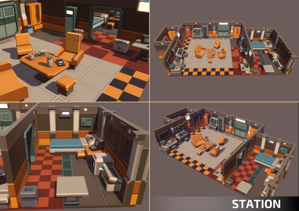 Low Poly Sci-Fi 3-Pack Bundle - Retro Style