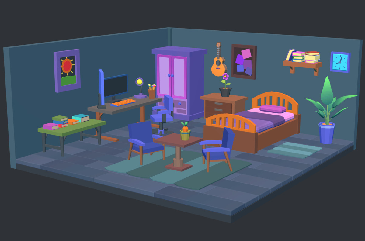 Cute Low Poly Furniture Pack - Colorful Interior Props