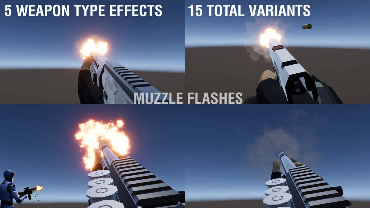 Realistic Gun VFX (Muzzle Flash, Bullet Impact, Ejections, Gun VFX, VFX)