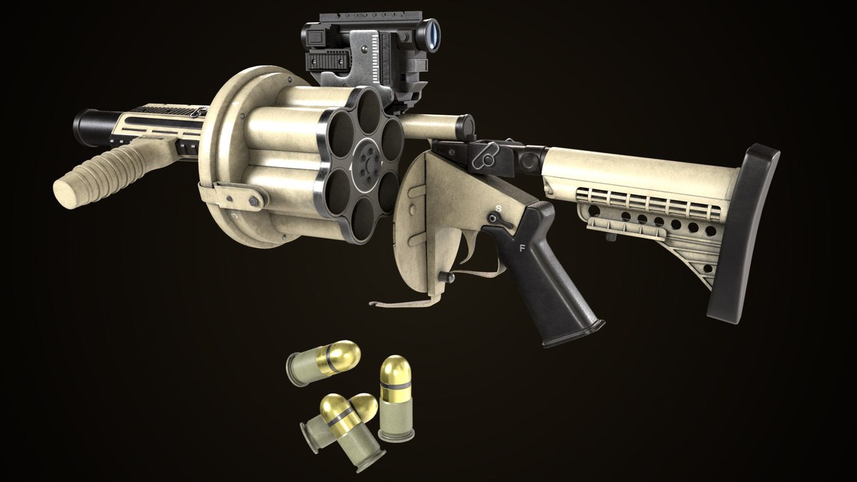 Grenade Launcher 01 Sandal URP HDRP Textures