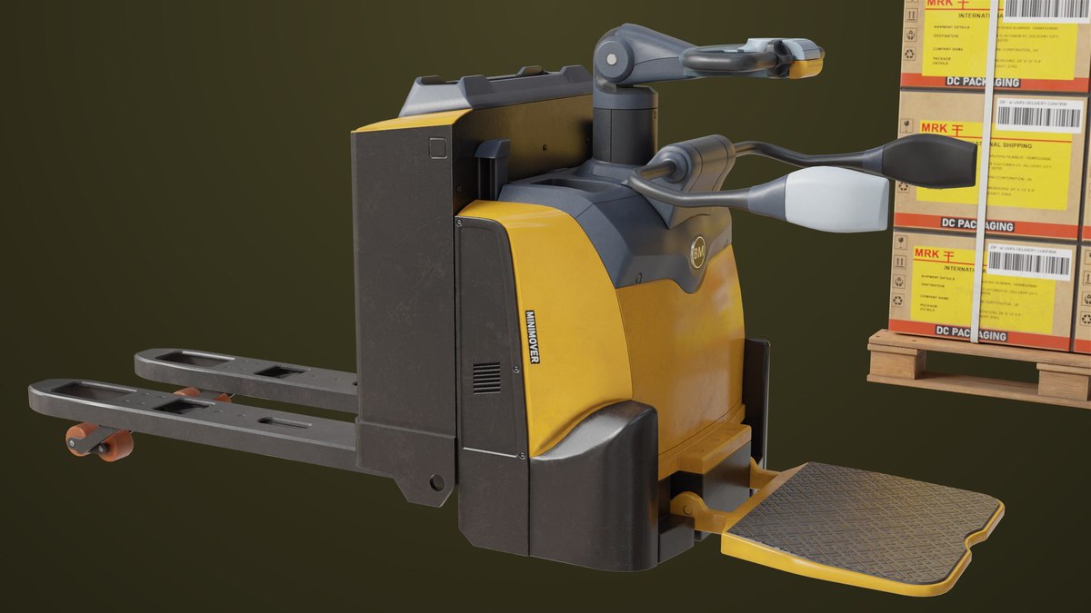 Forklift with Pallet 01 Yellow URP HDRP Textures