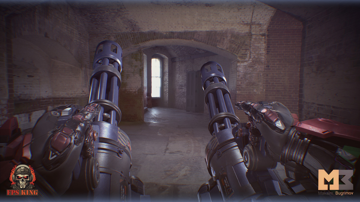FPS Sci-Fi Hands Two Gatlings