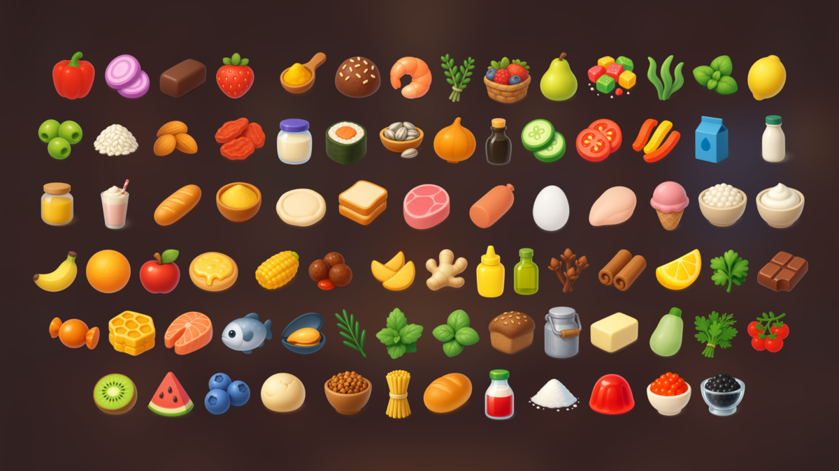 Food Ingredients Icons Pack Cooking Crafting Kitchen Items Collection