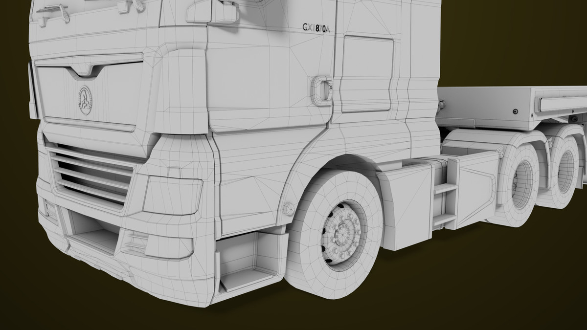 Heavy Truck 04 Flatbed Load Trailer URP HDRP Textures