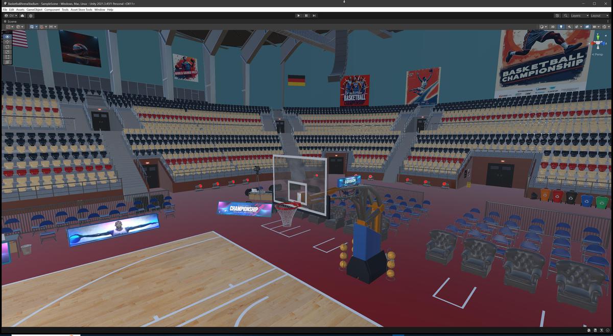Basketball Arena Stadium Interior - Modular Environment 3D Level