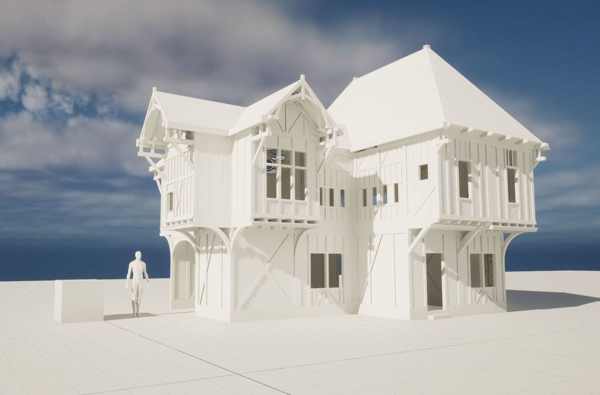 Tileable Medieval Corbelled House / Blockmesh for ingame engines