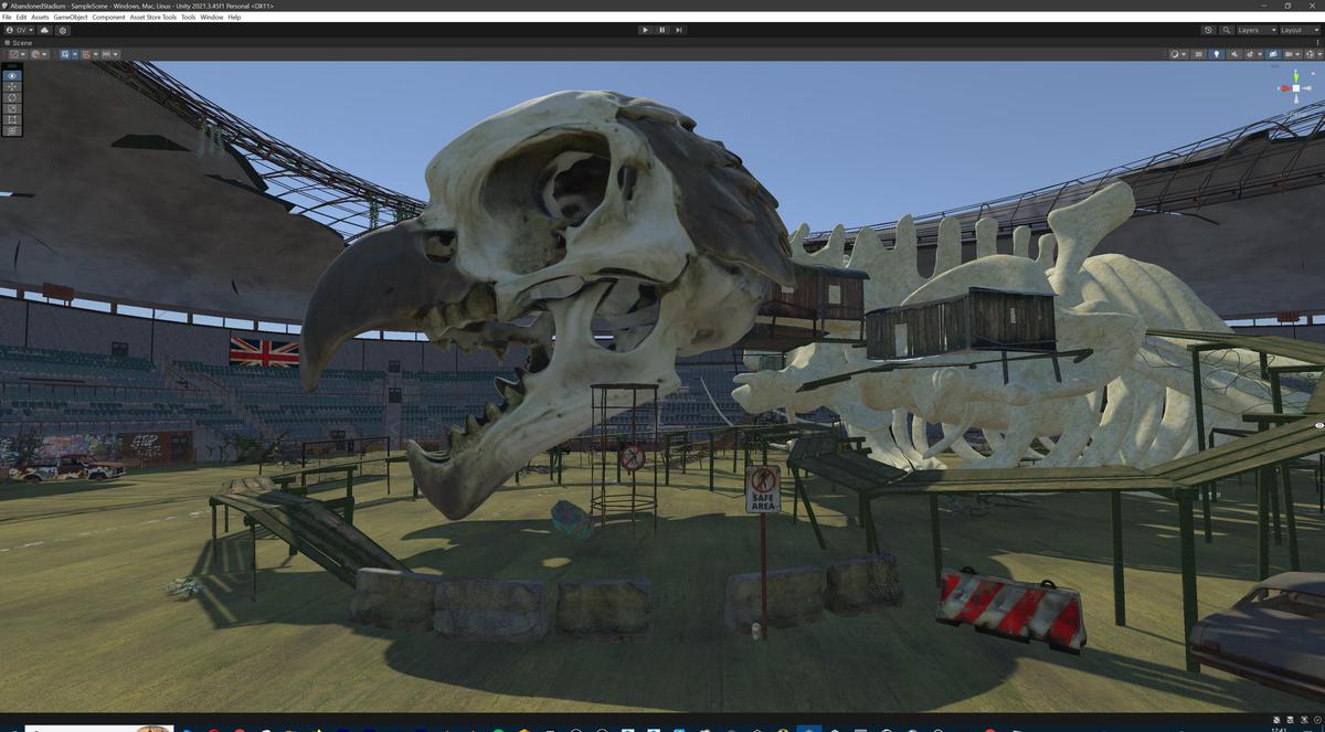 Abandoned Post-Apocalyptic Football Stadium - Modular Environment 3d Level