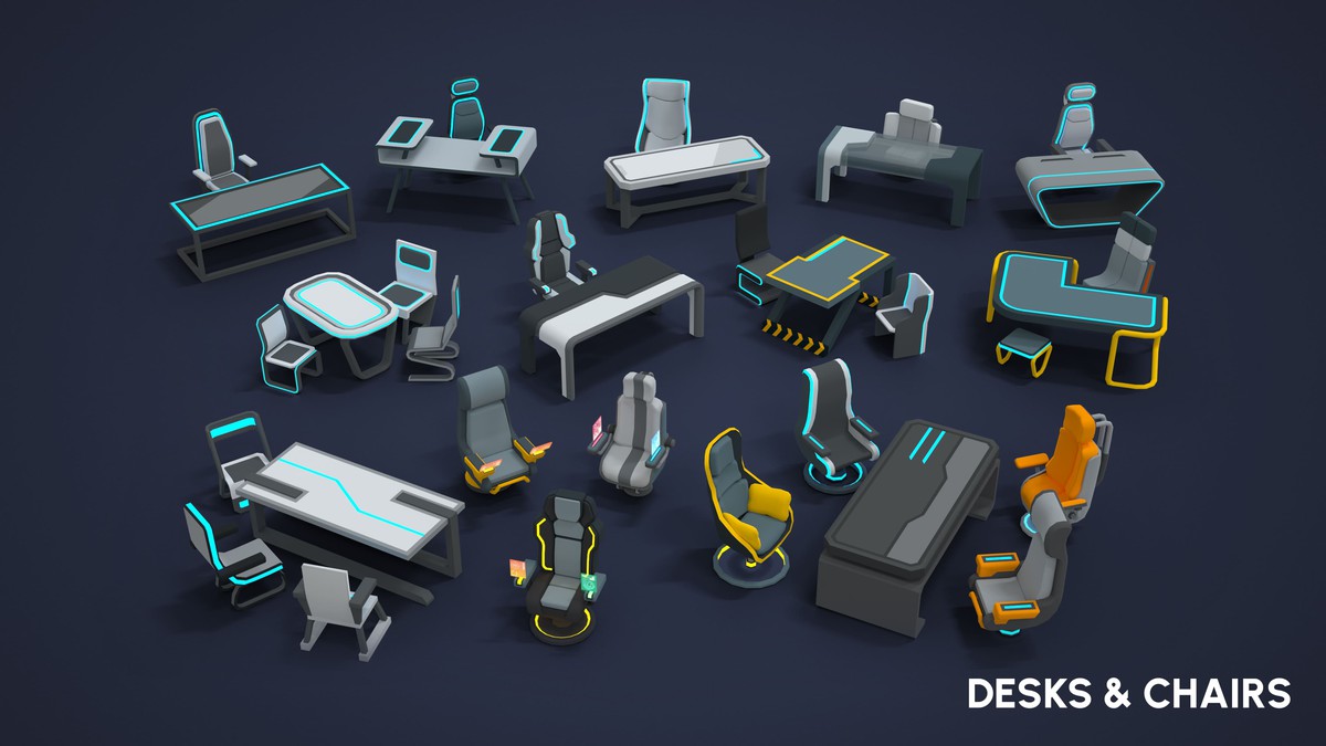Sci-Fi Props - Low Poly 3D Models Pack