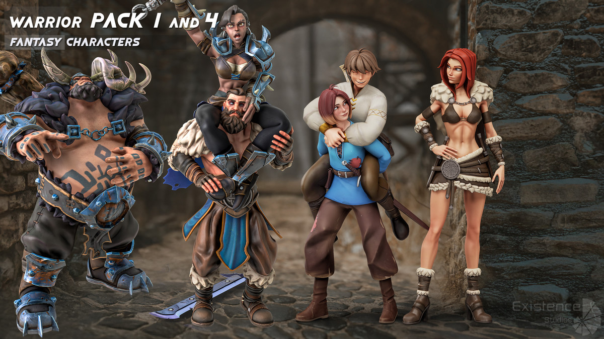 Pack 1 and 4 - Stylized Characters Warriors - #73
