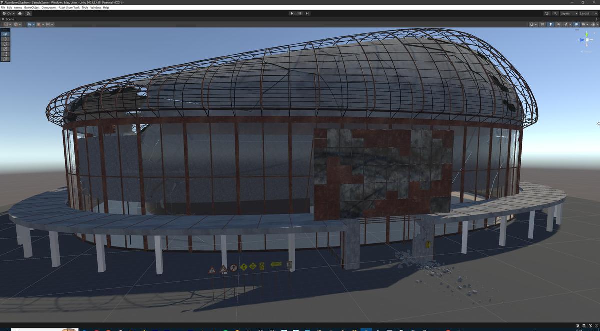 Abandoned Post-Apocalyptic Football Stadium - Modular Environment 3d Level