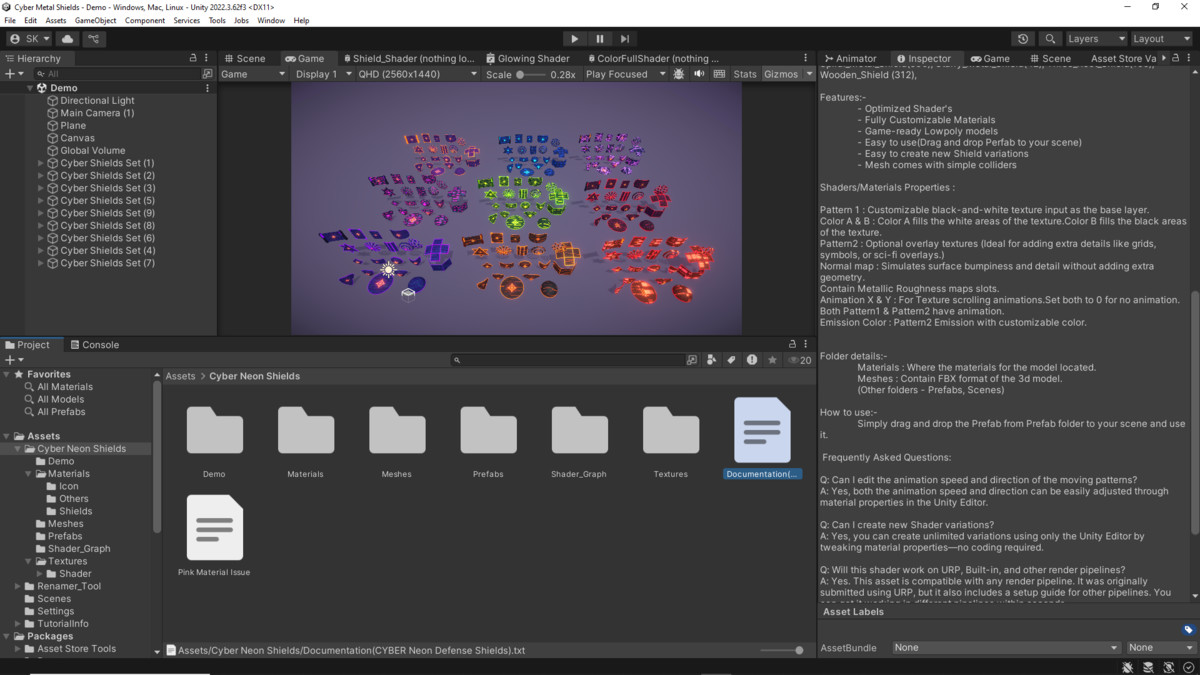 Cyber Neon Defense Shields 3D