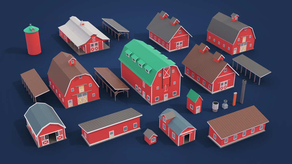 Farm - Low Poly 3D Models Pack