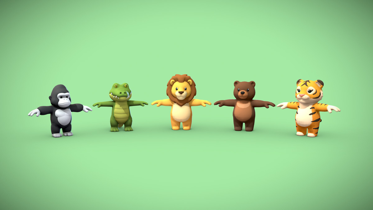 Cartoon Wild Animals - Lowpoly Stylized Animal Characters