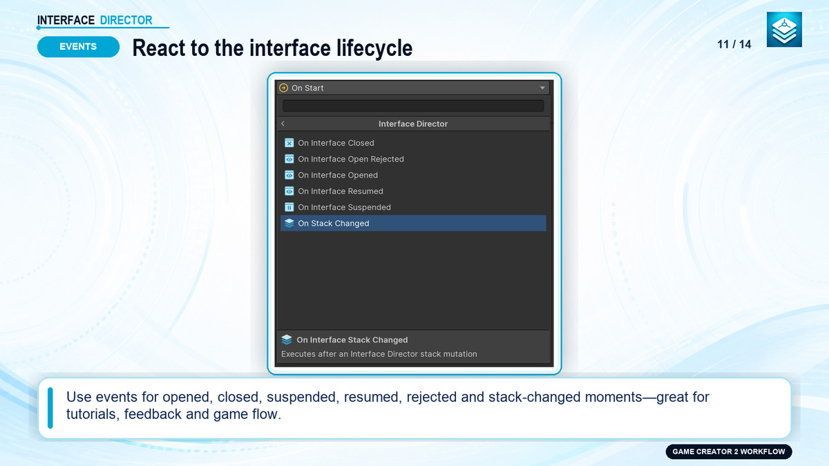 Interface Director for Game Creator 2