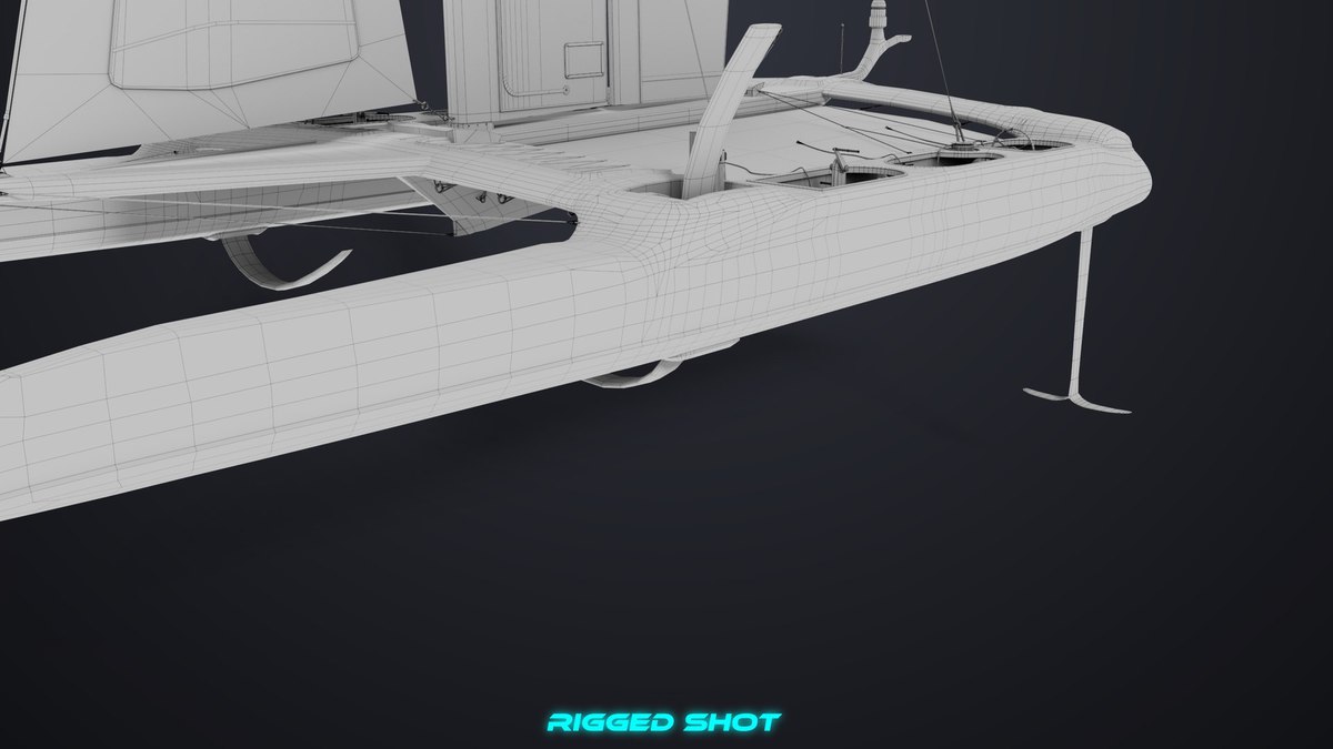 Yacht Hydrofoil Sailing Boat 02 Black URP HDRP Textures