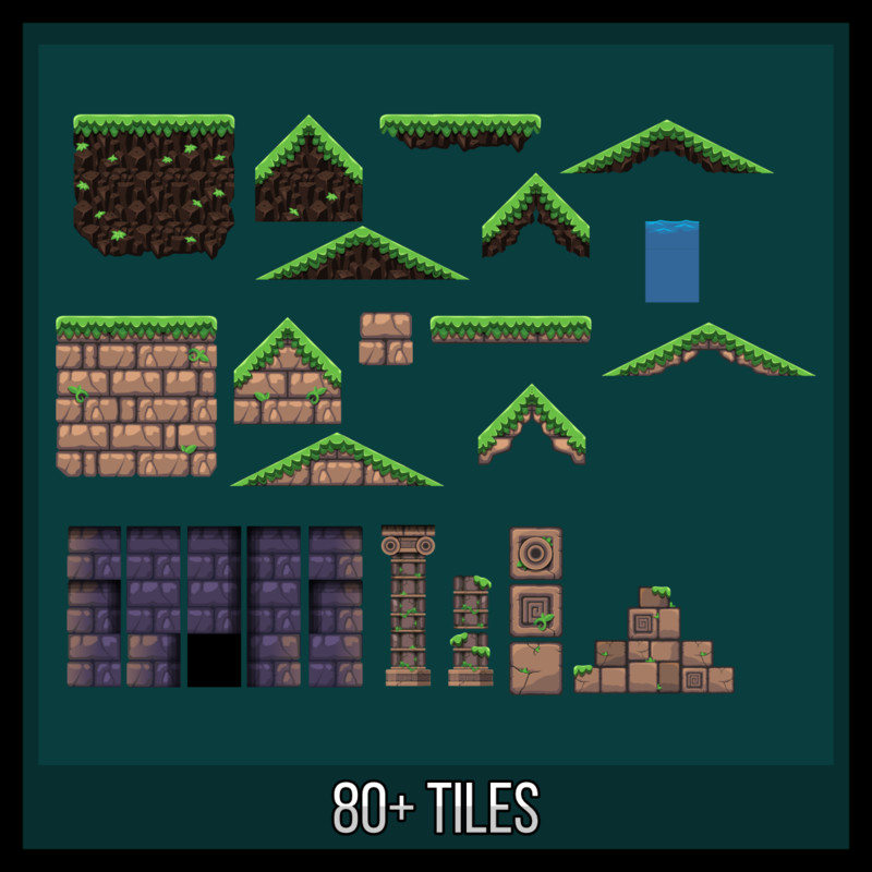 Jungle Temple Platformer Tileset