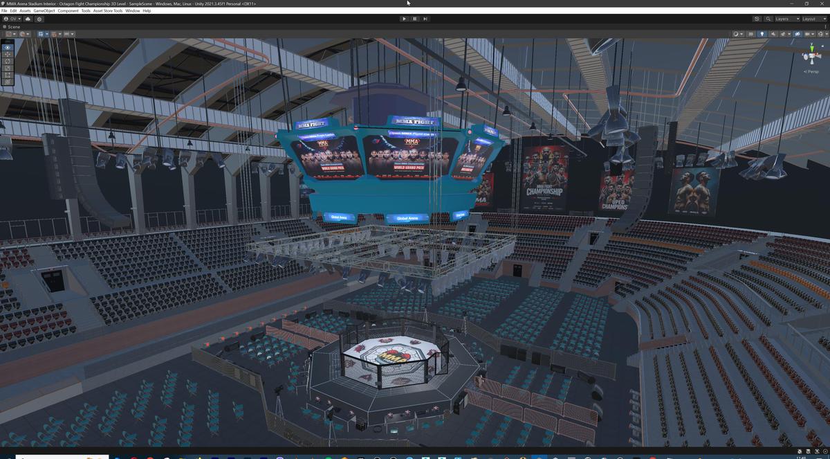 MMA Arena Stadium Interior - Octagon Fight Championship Nodular 3D Level