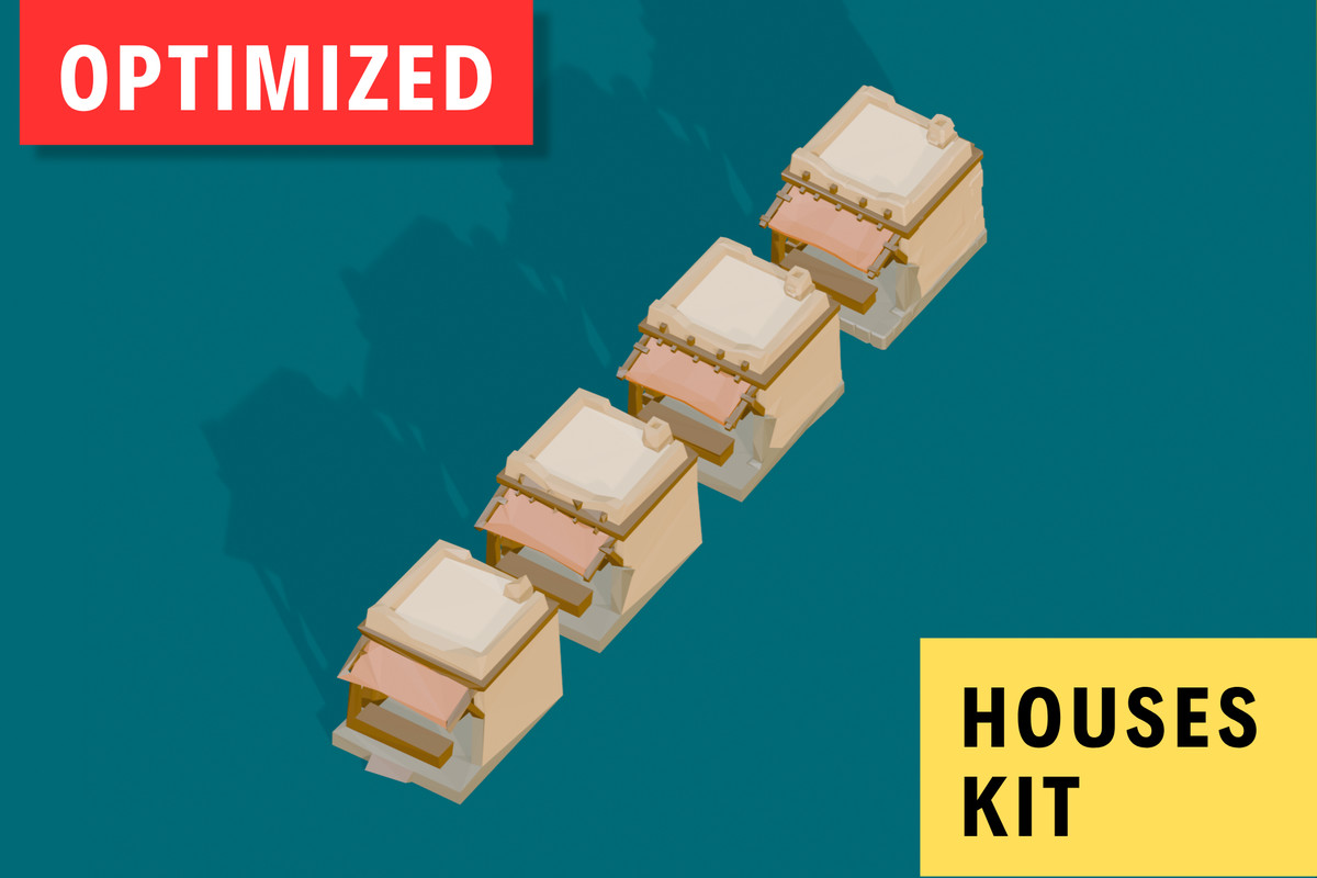 Low Poly Modular Medieval Houses Kit